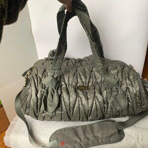 Timi & Leslie Marie Antoinette Silver Nylon Quilted Baby Diaper Bag - Size Large